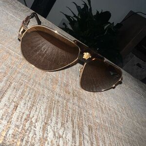 Versace Gold and Brown Sunglasses